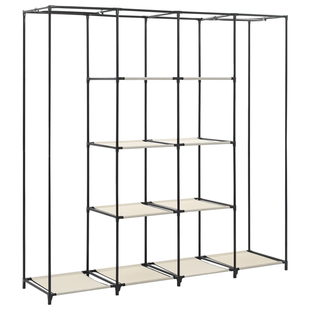 Wardrobe with 4 Compartments Cream 175x45x170 cm