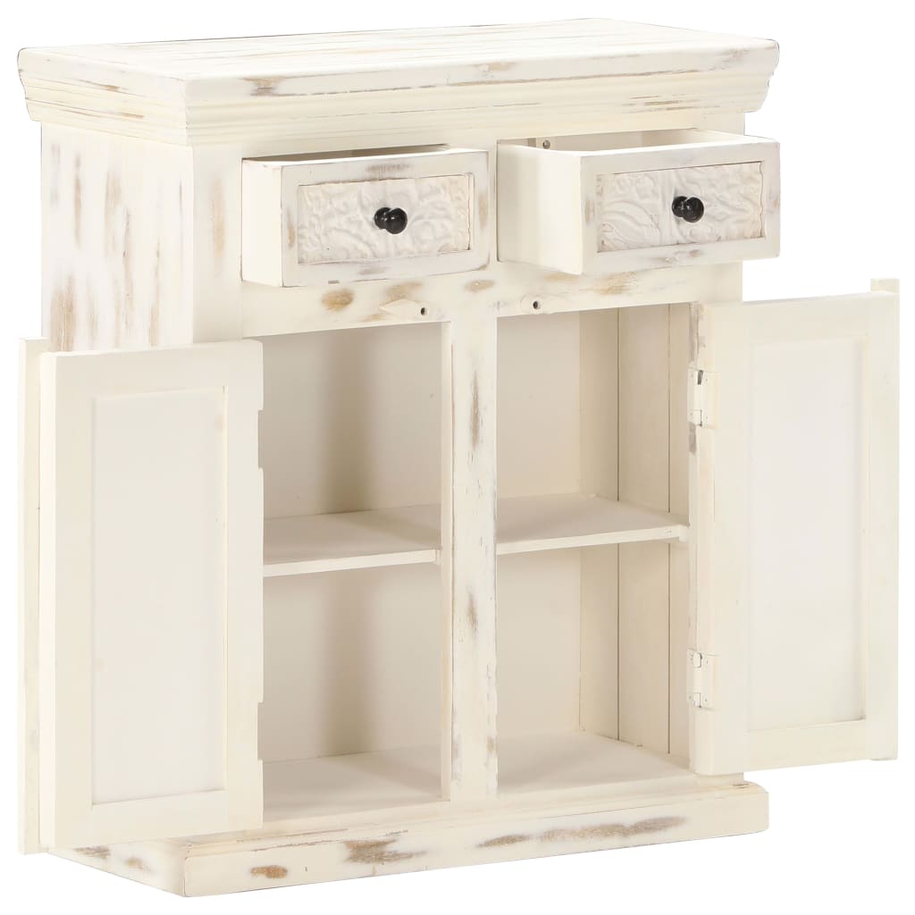 Sideboard White 65x30x75 cm Solid Mango Wood