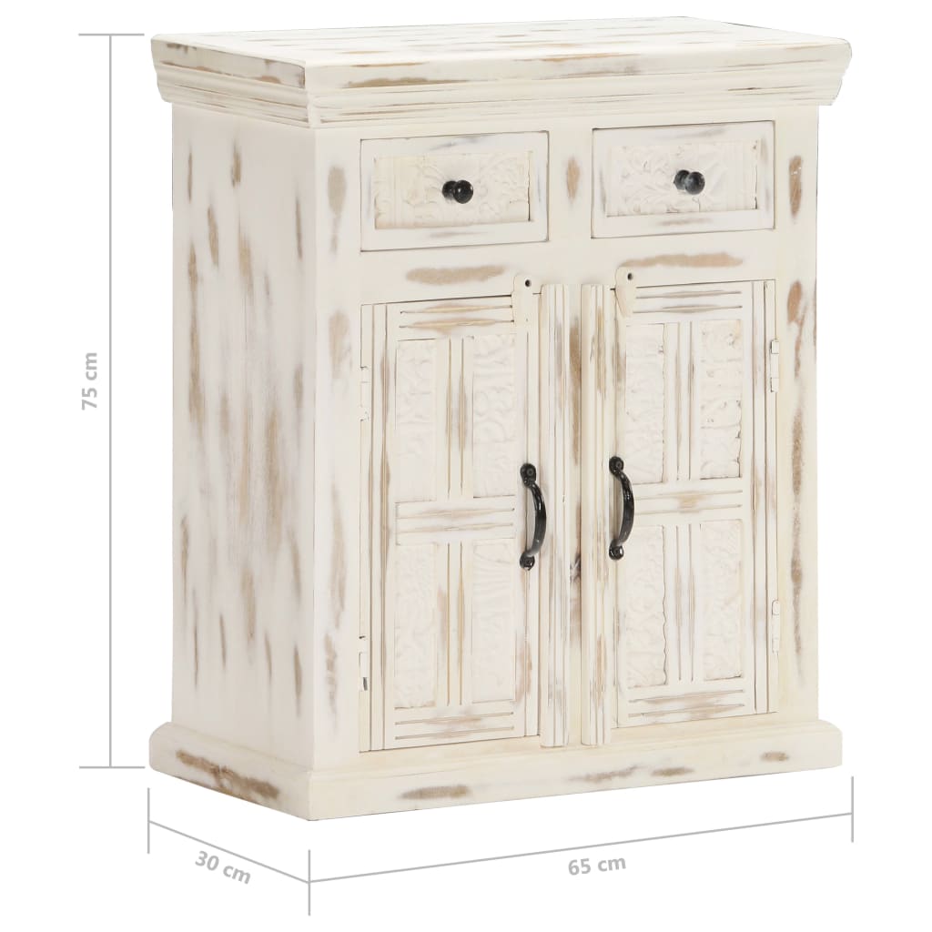 Sideboard White 65x30x75 cm Solid Mango Wood