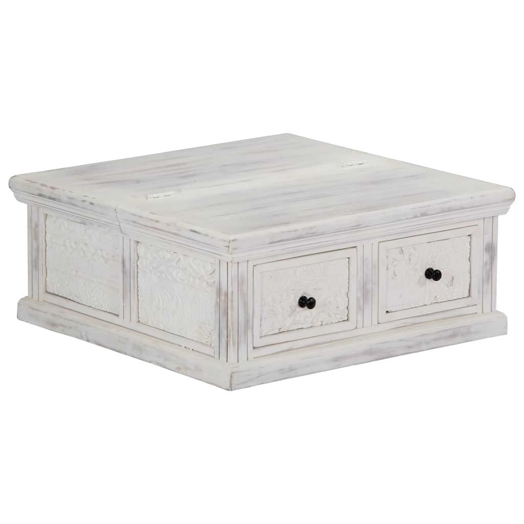Coffee Table White 70x70x30 cm Solid Mango Wood
