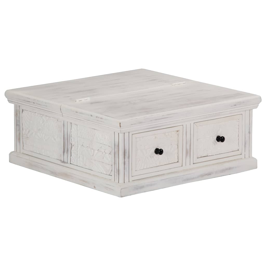 Coffee Table White 70x70x30 cm Solid Mango Wood