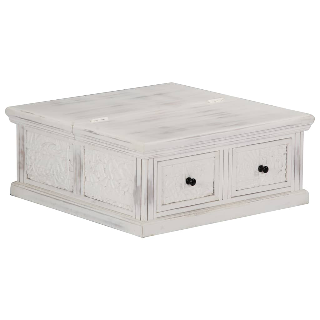Coffee Table White 70x70x30 cm Solid Mango Wood
