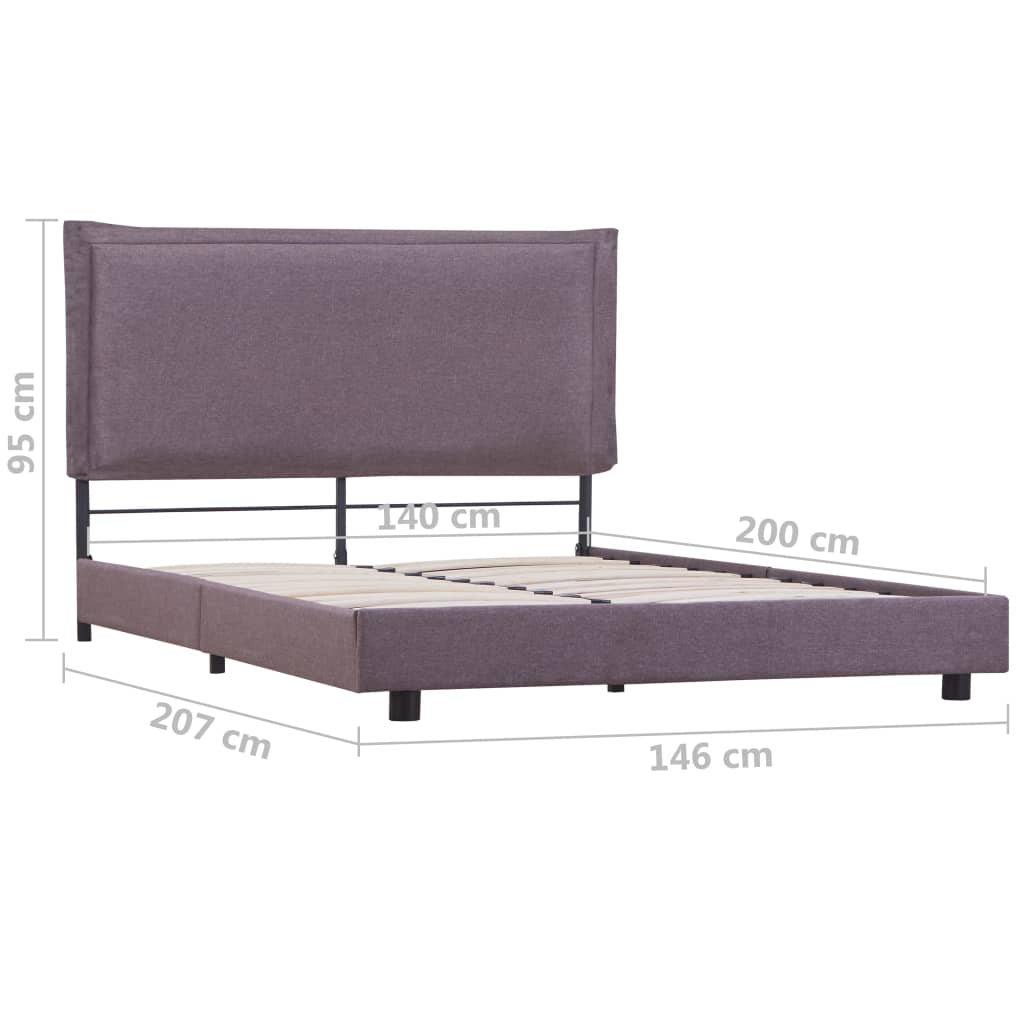 Bed Frame without Mattress Taupe Fabric 135x190 cm Double