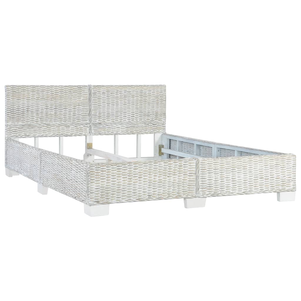 Bed Frame without Mattress Grey Natural Rattan 140x200 cm