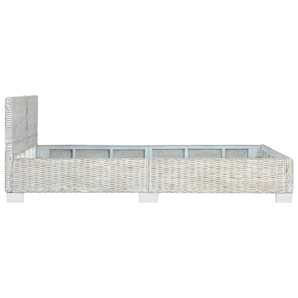 Bed Frame without Mattress Grey Natural Rattan 140x200 cm
