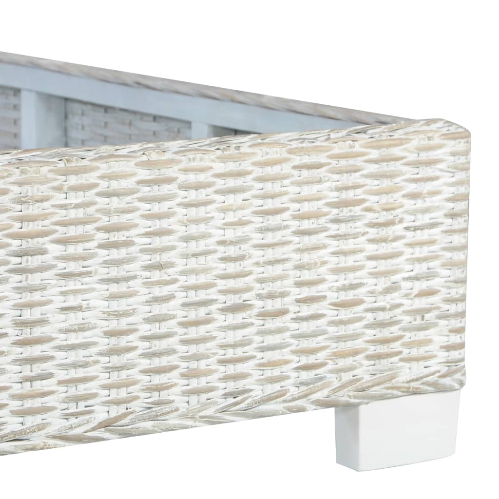 Bed Frame without Mattress Grey Natural Rattan 140x200 cm