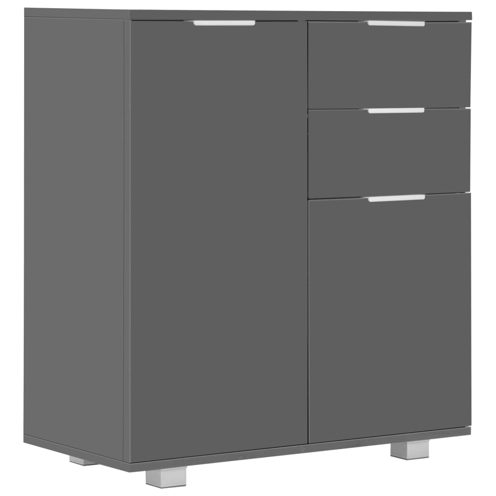 Sideboard High Gloss Grey 71x35x80 cm Engineered Wood
