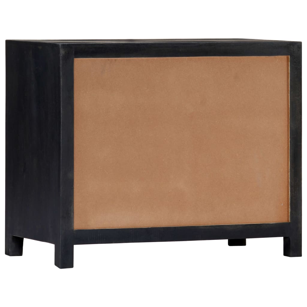 Hand Carved Side Cabinet Grey 75x35x60 cm Solid Mango Wood