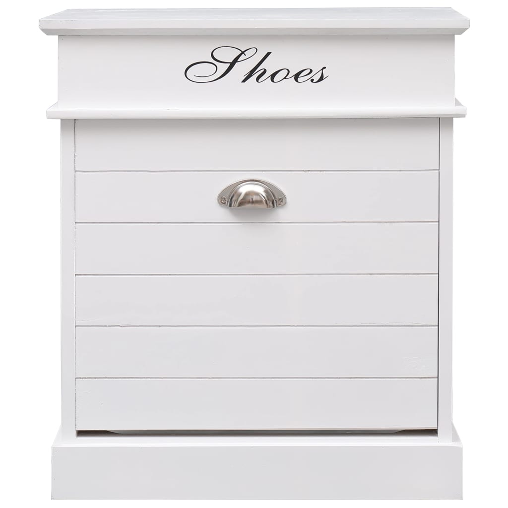 Shoe Cabinet White 50x28x58 cm Paulownia Wood