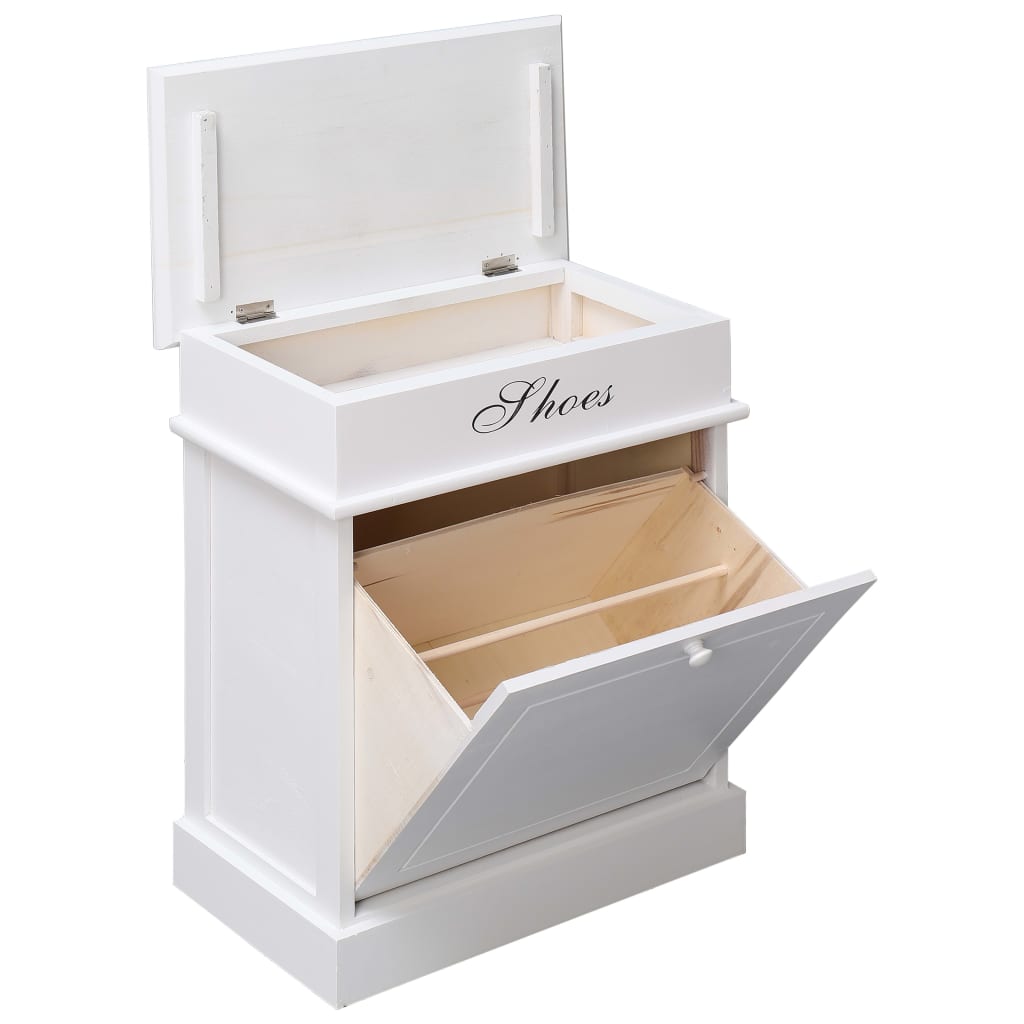 Shoe Cabinet White 50x28x58 cm Paulownia Wood