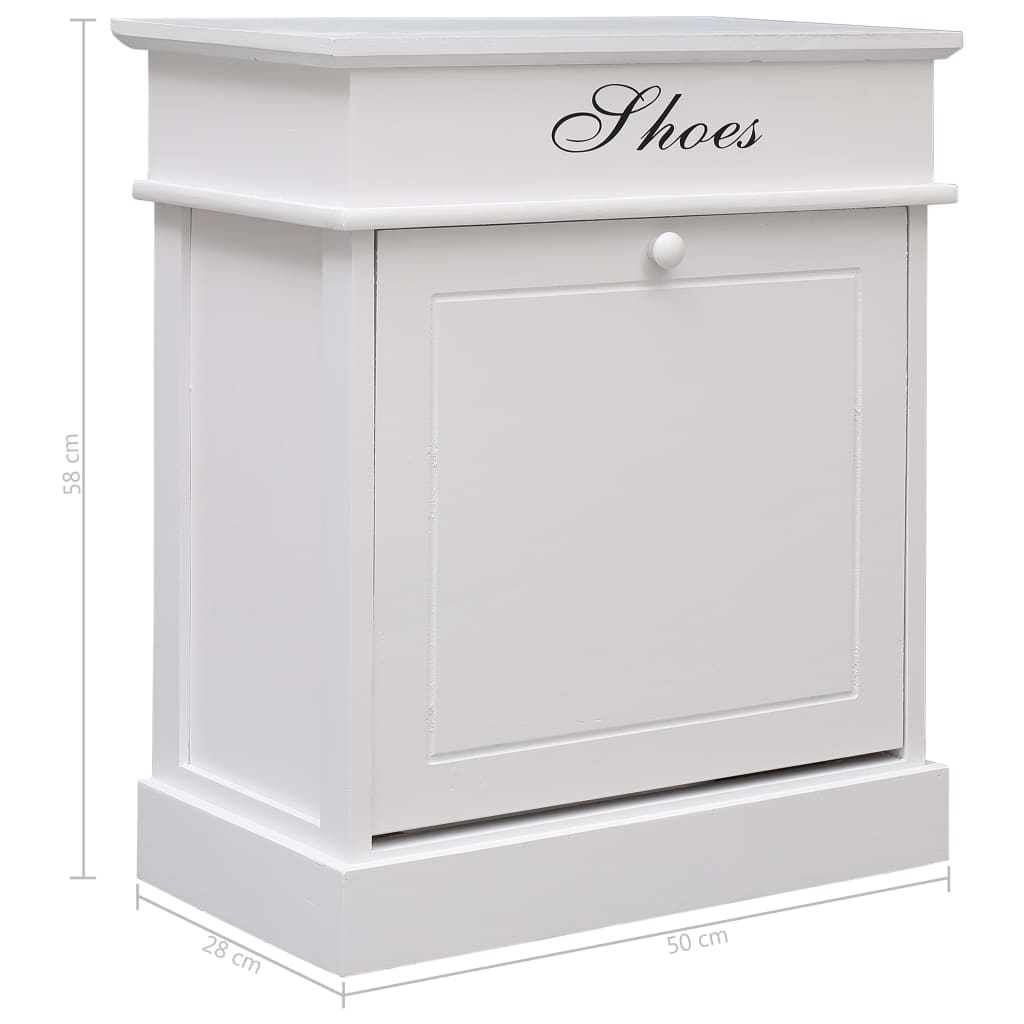 Shoe Cabinet White 50x28x58 cm Paulownia Wood