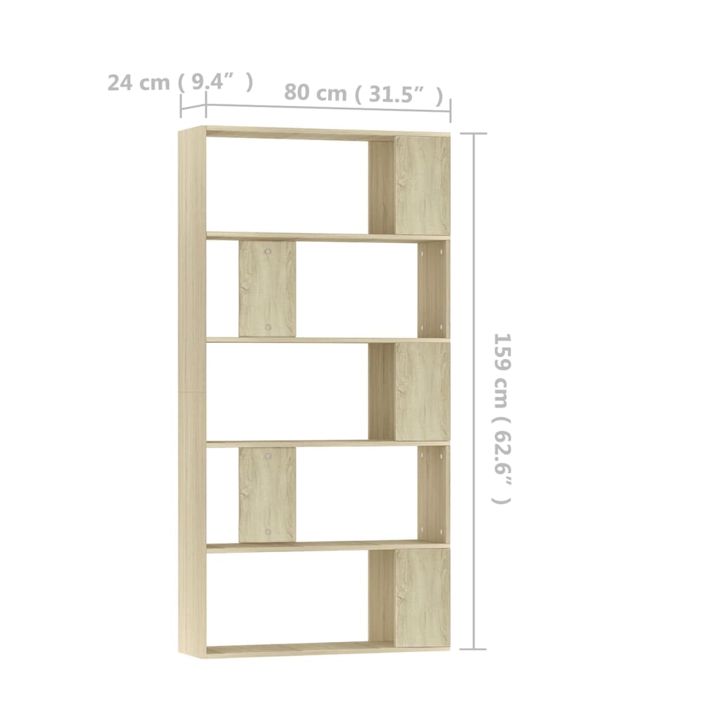 Book Cabinet/Room Divider Sonoma Oak 80x24x159 cm Engineered Wood