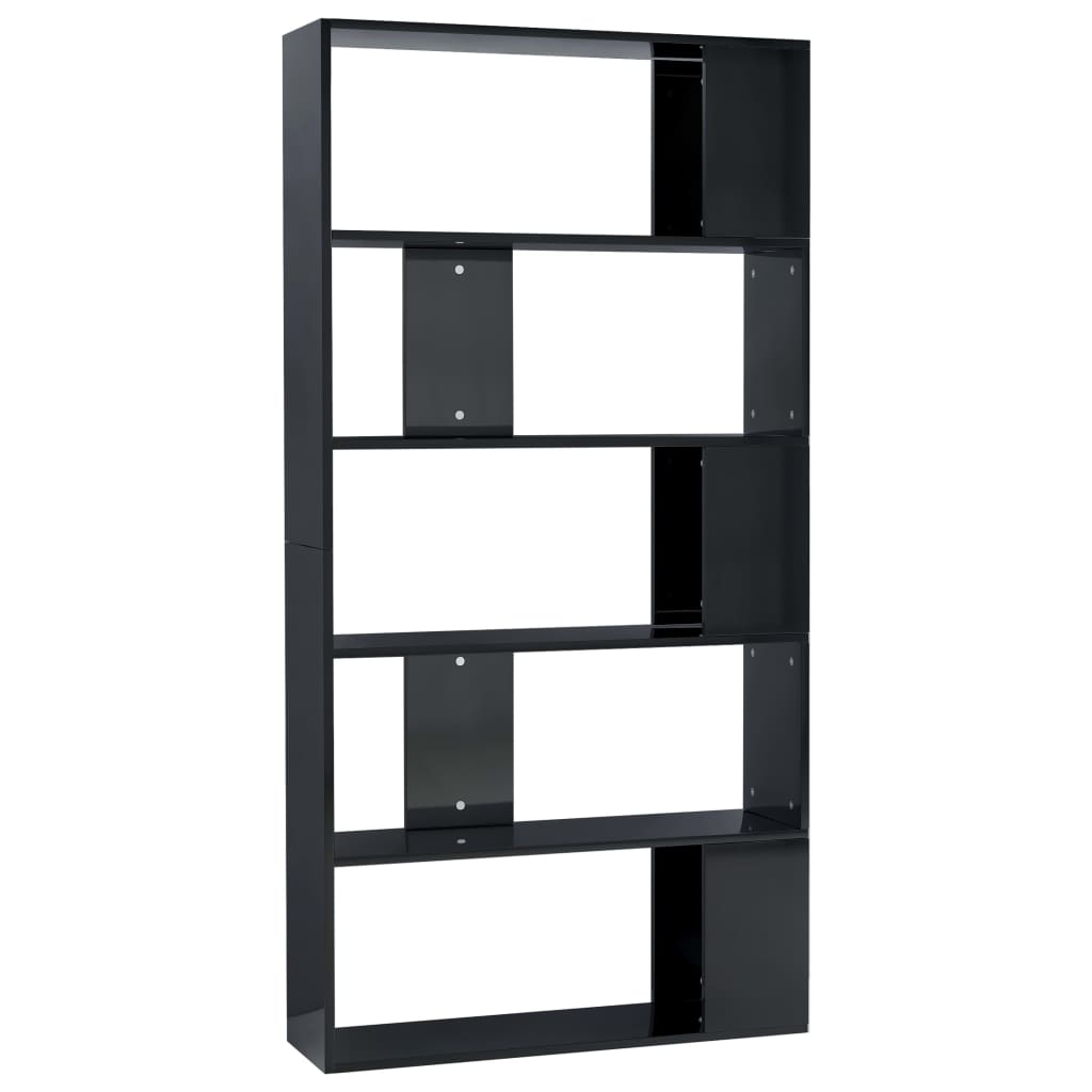 Book Cabinet/Room Divider High Gloss Black 80x24x159 cm Engineered Wood