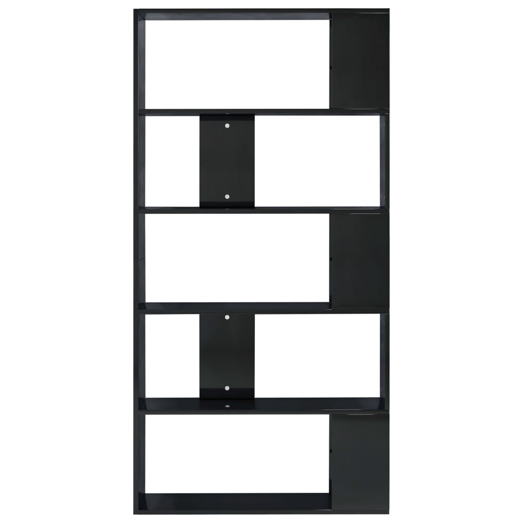 Book Cabinet/Room Divider High Gloss Black 80x24x159 cm Engineered Wood