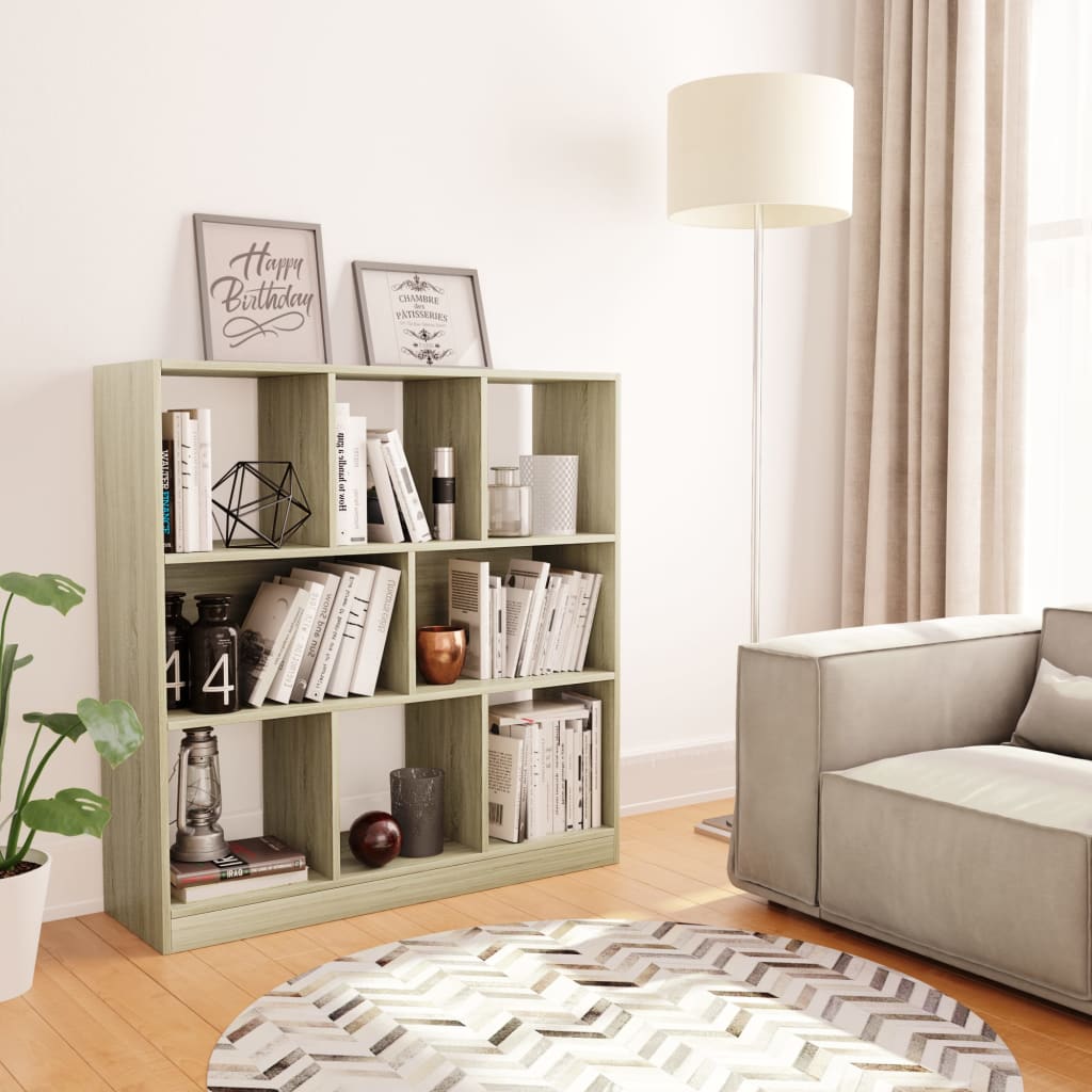 Modern Wooden Open Bookcase Book Storage Cabinet Unit With 8 Compartments Wood