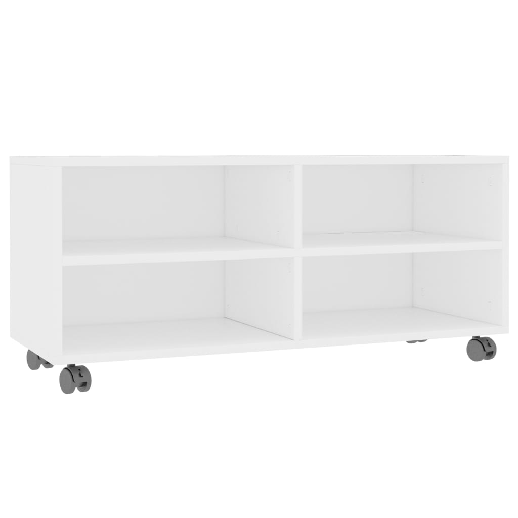 TV Cabinet with Castors White 90x35x35 cm Engineered Wood