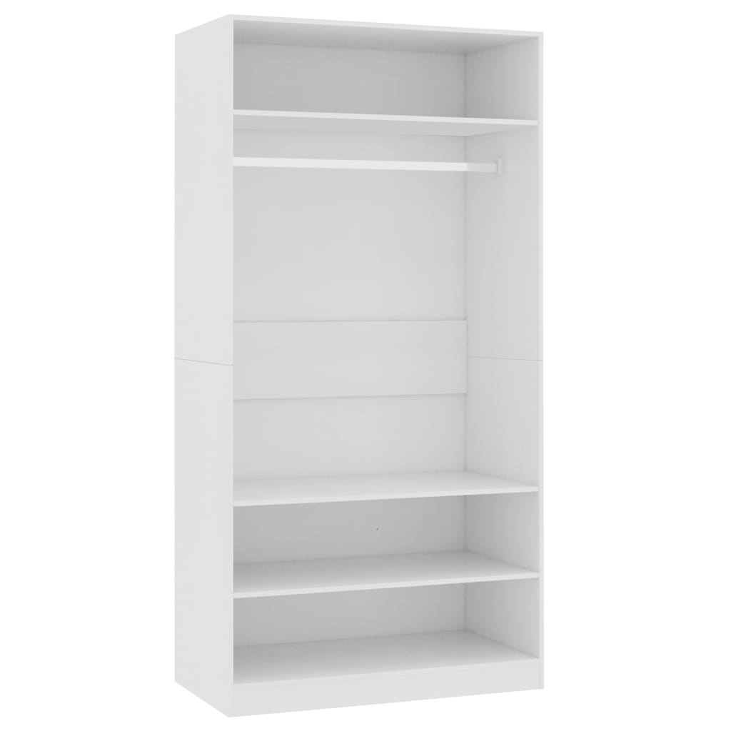 Modern Wooden Open Bedroom Wardrobe With Storage Shelves & Hanging Clothes Rail