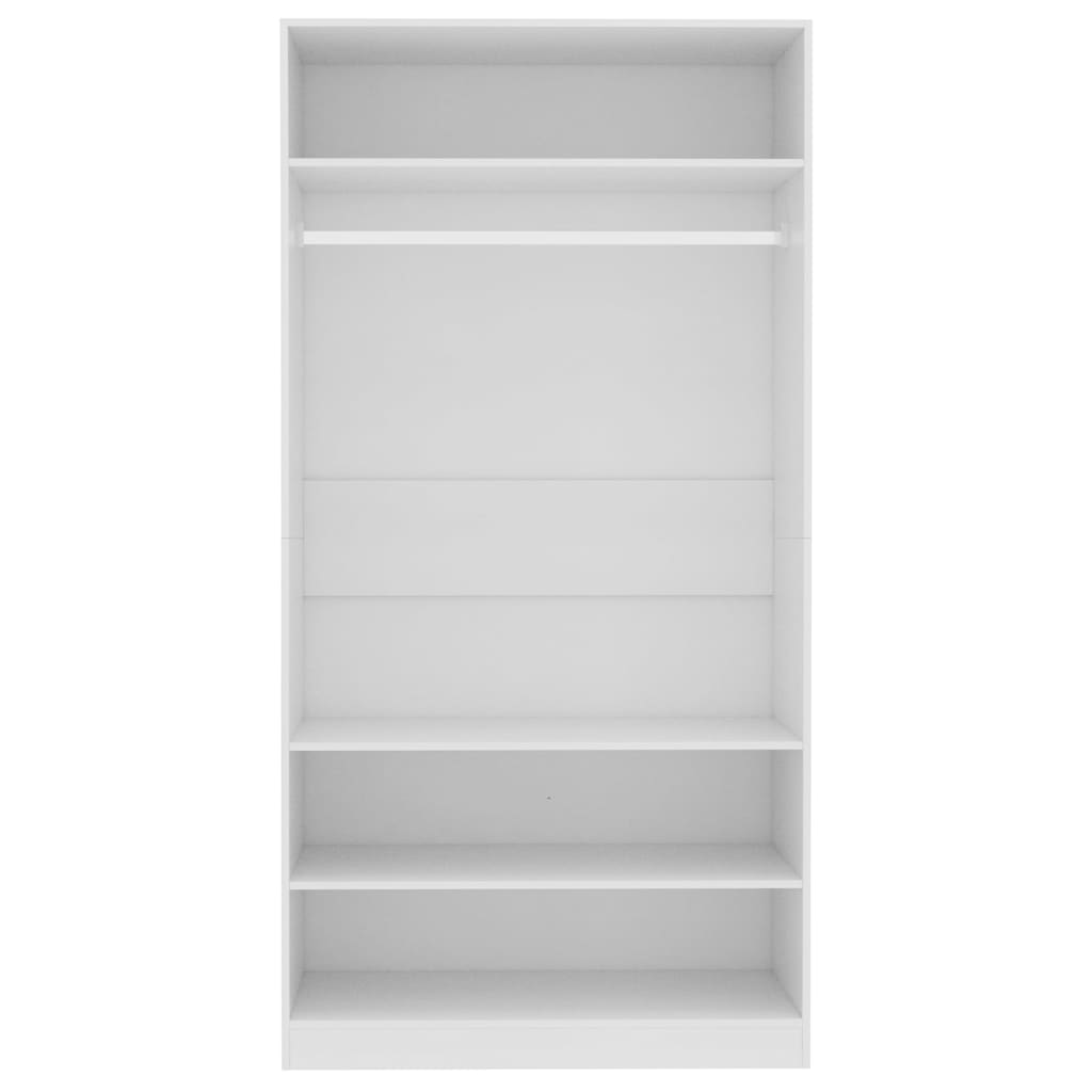 Modern Wooden Open Bedroom Wardrobe With Storage Shelves & Hanging Clothes Rail
