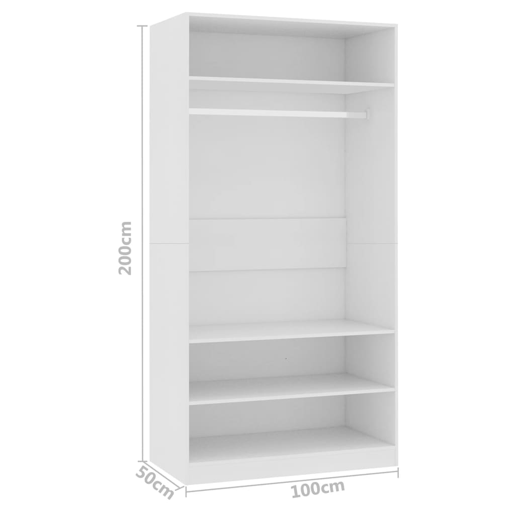 Modern Wooden Open Bedroom Wardrobe With Storage Shelves & Hanging Clothes Rail