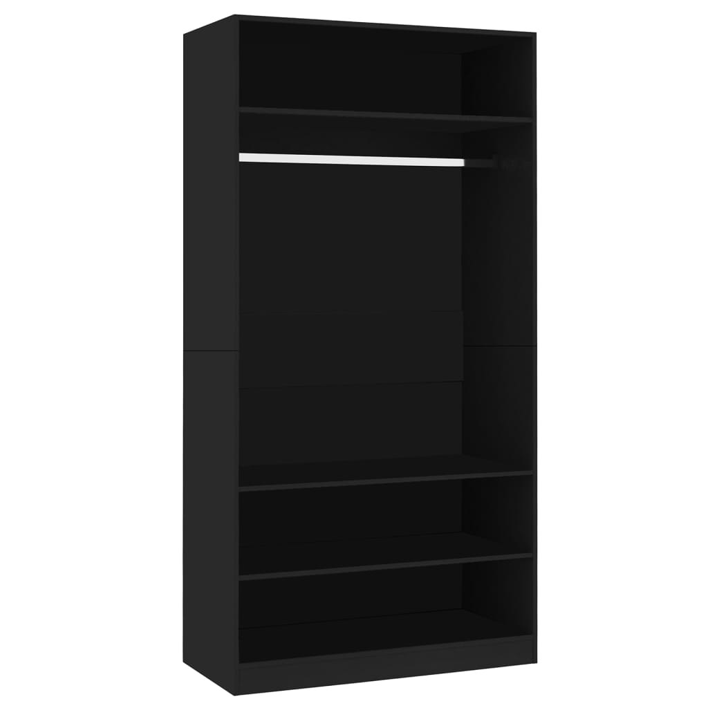 Modern Wooden Open Bedroom Wardrobe With Storage Shelves & Hanging Clothes Rail