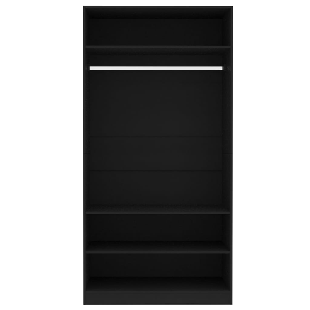 Modern Wooden Open Bedroom Wardrobe With Storage Shelves & Hanging Clothes Rail