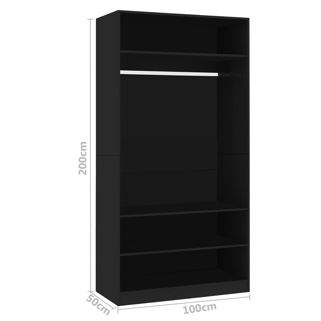 Modern Wooden Open Bedroom Wardrobe With Storage Shelves & Hanging Clothes Rail