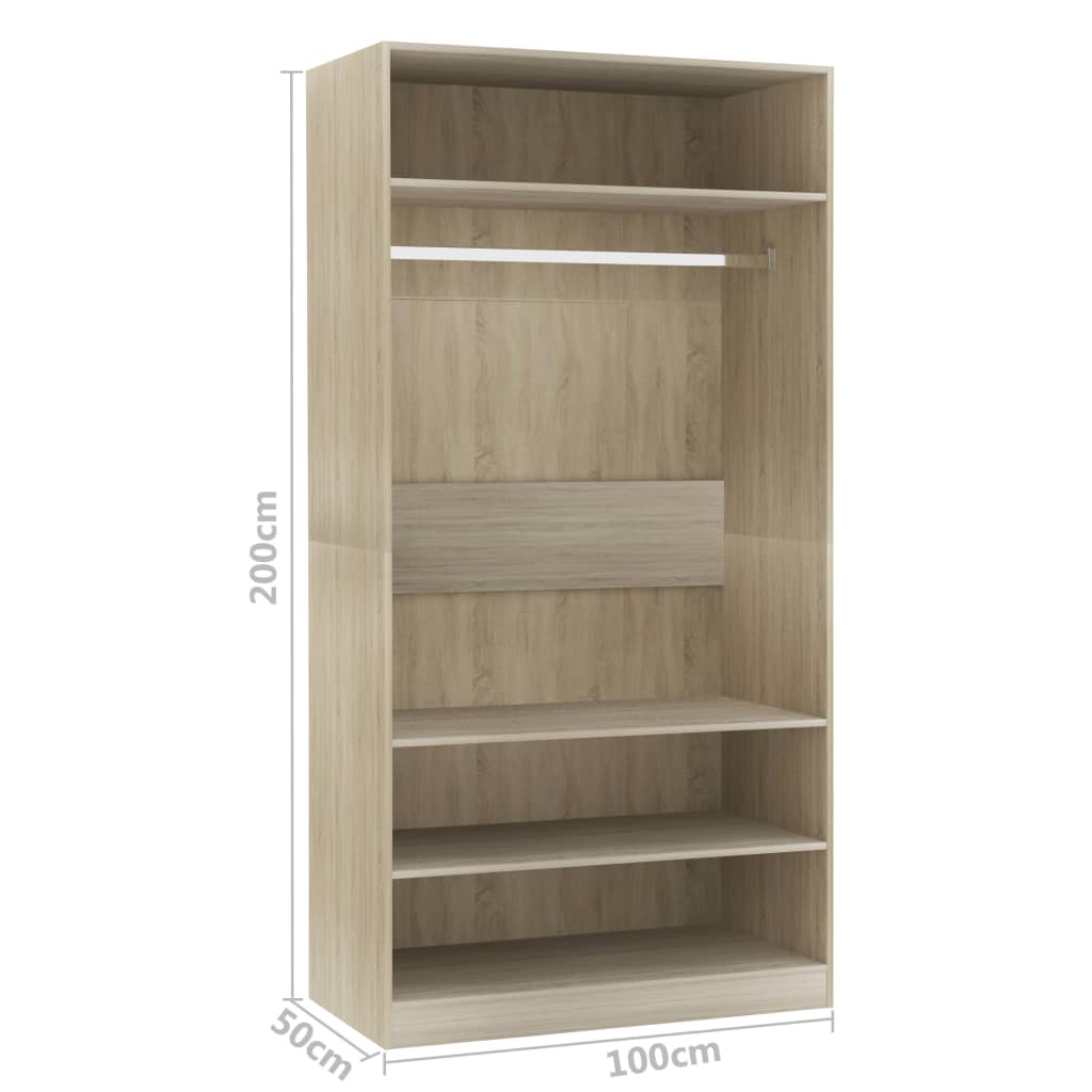 Modern Wooden Open Bedroom Wardrobe With Storage Shelves & Hanging Clothes Rail