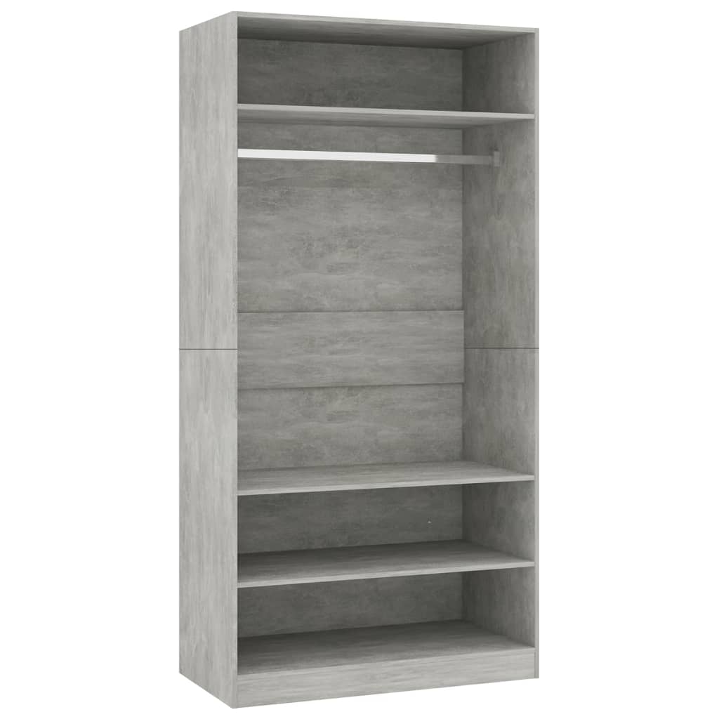 Modern Wooden Open Bedroom Wardrobe With Storage Shelves & Hanging Clothes Rail