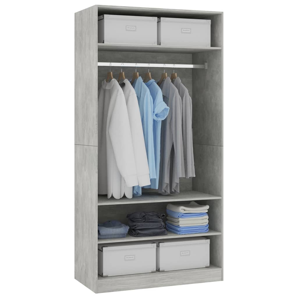 Modern Wooden Open Bedroom Wardrobe With Storage Shelves & Hanging Clothes Rail