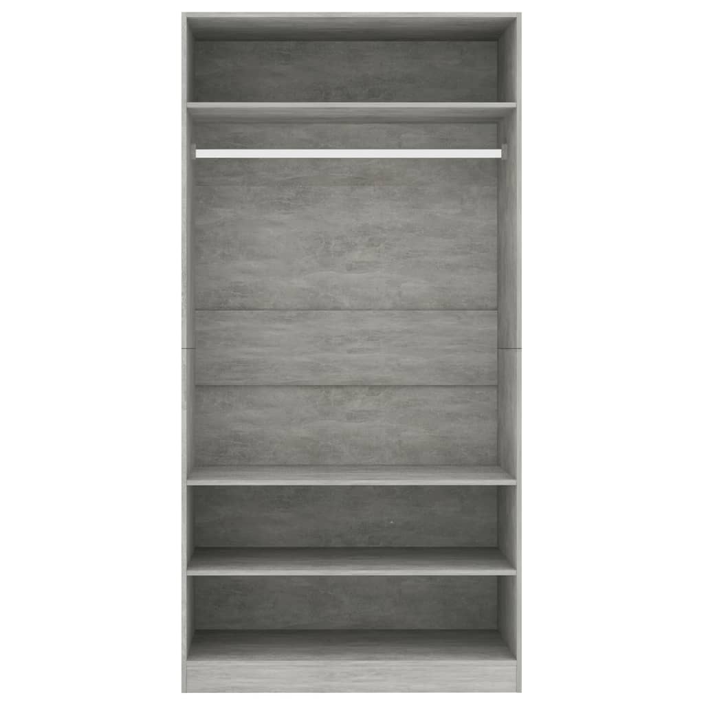 Modern Wooden Open Bedroom Wardrobe With Storage Shelves & Hanging Clothes Rail