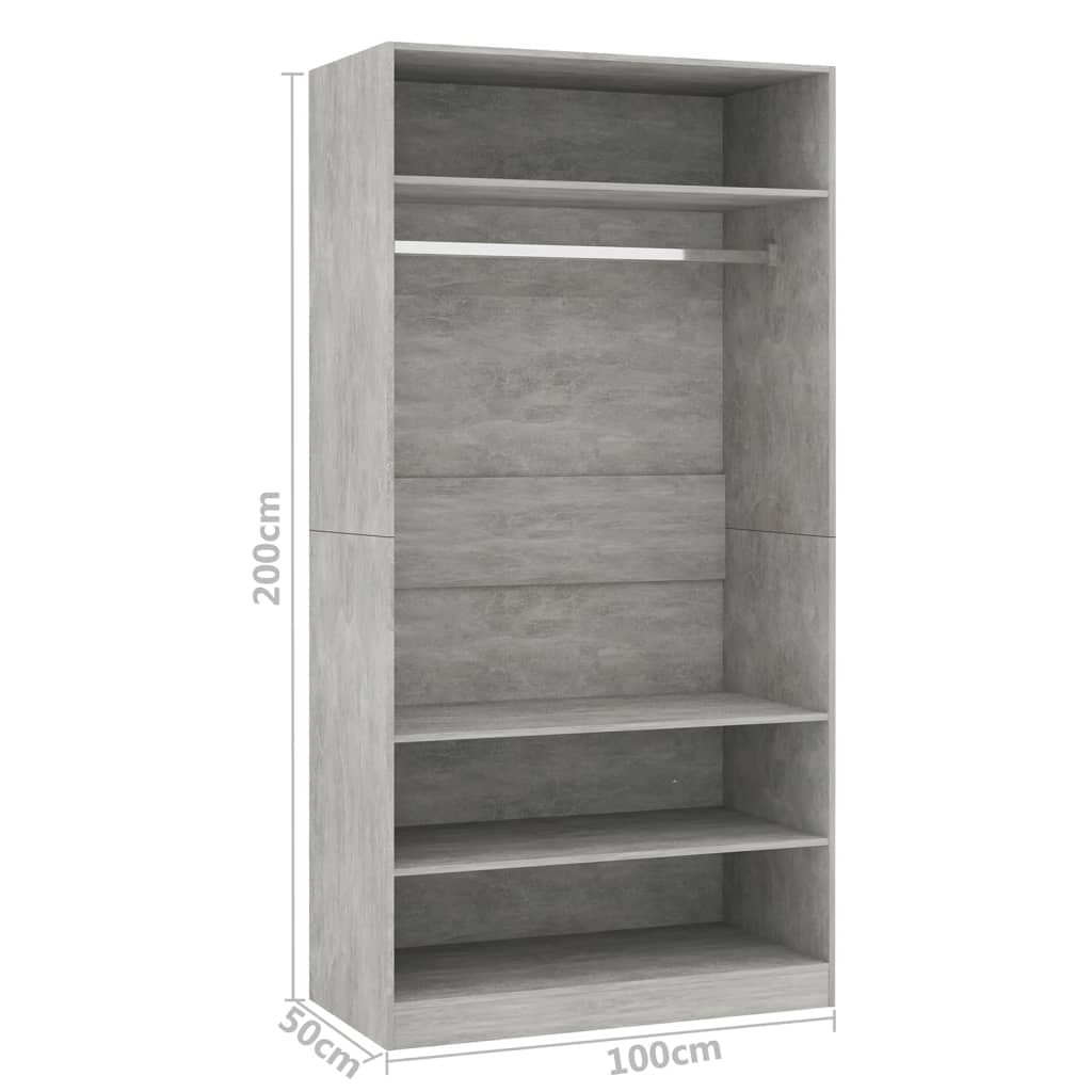 Modern Wooden Open Bedroom Wardrobe With Storage Shelves & Hanging Clothes Rail