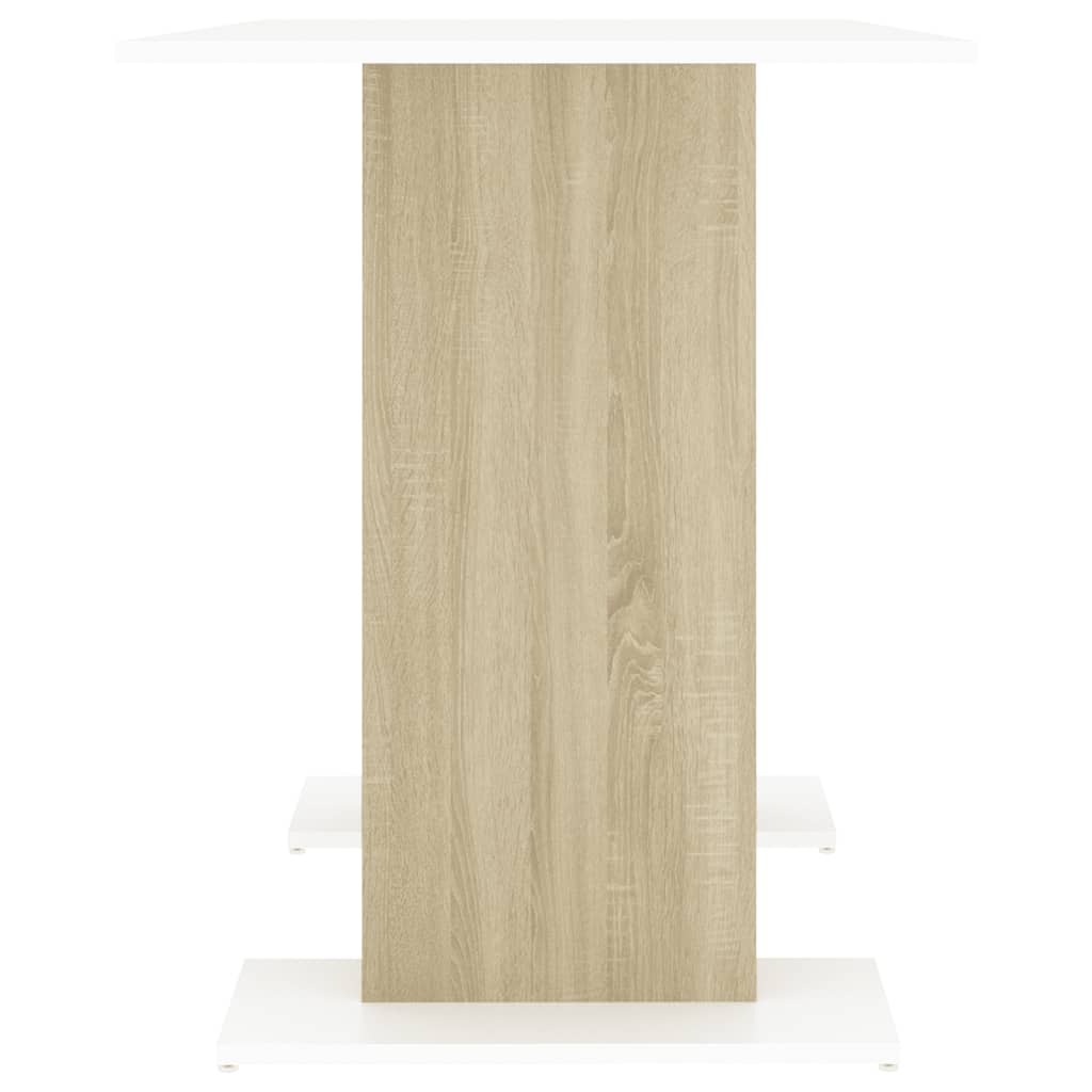 Dining Table White and Sonoma Oak 110x60x75 cm Engineered Wood