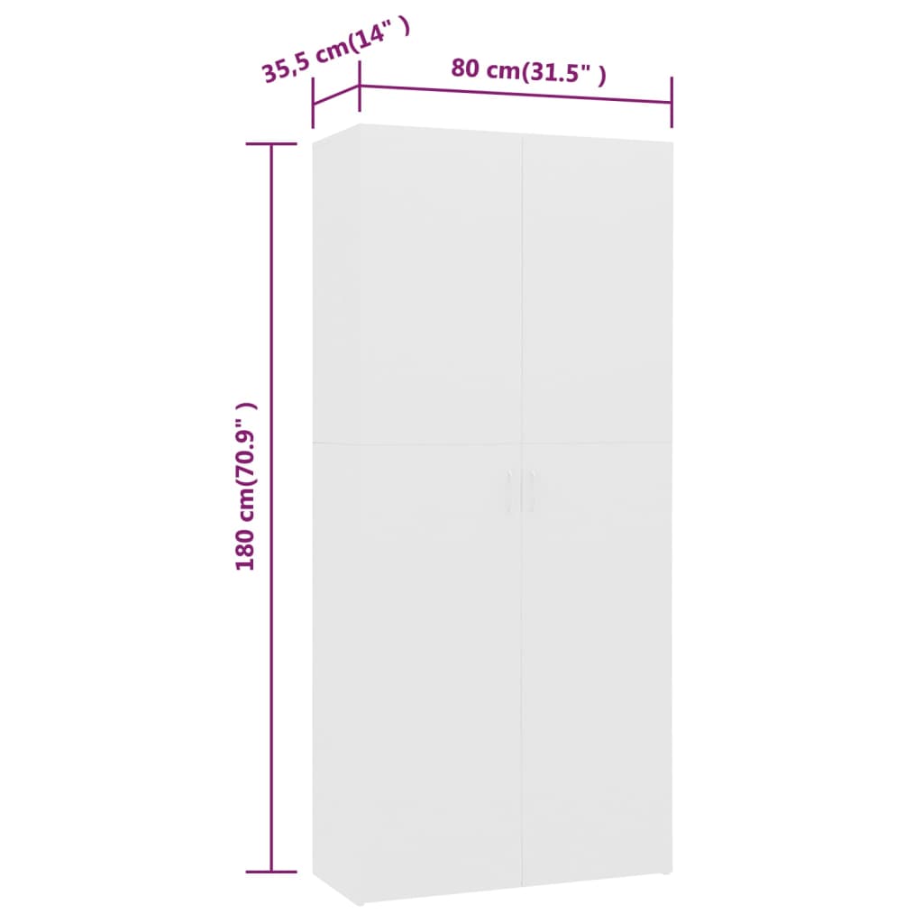 Shoe Cabinet White 80x35.5x180 cm Engineered Wood
