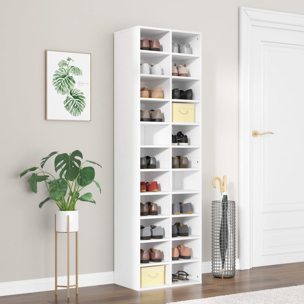 Modern Wooden Large Open Shoe Storage Cabinet Unit With 22 Compartments