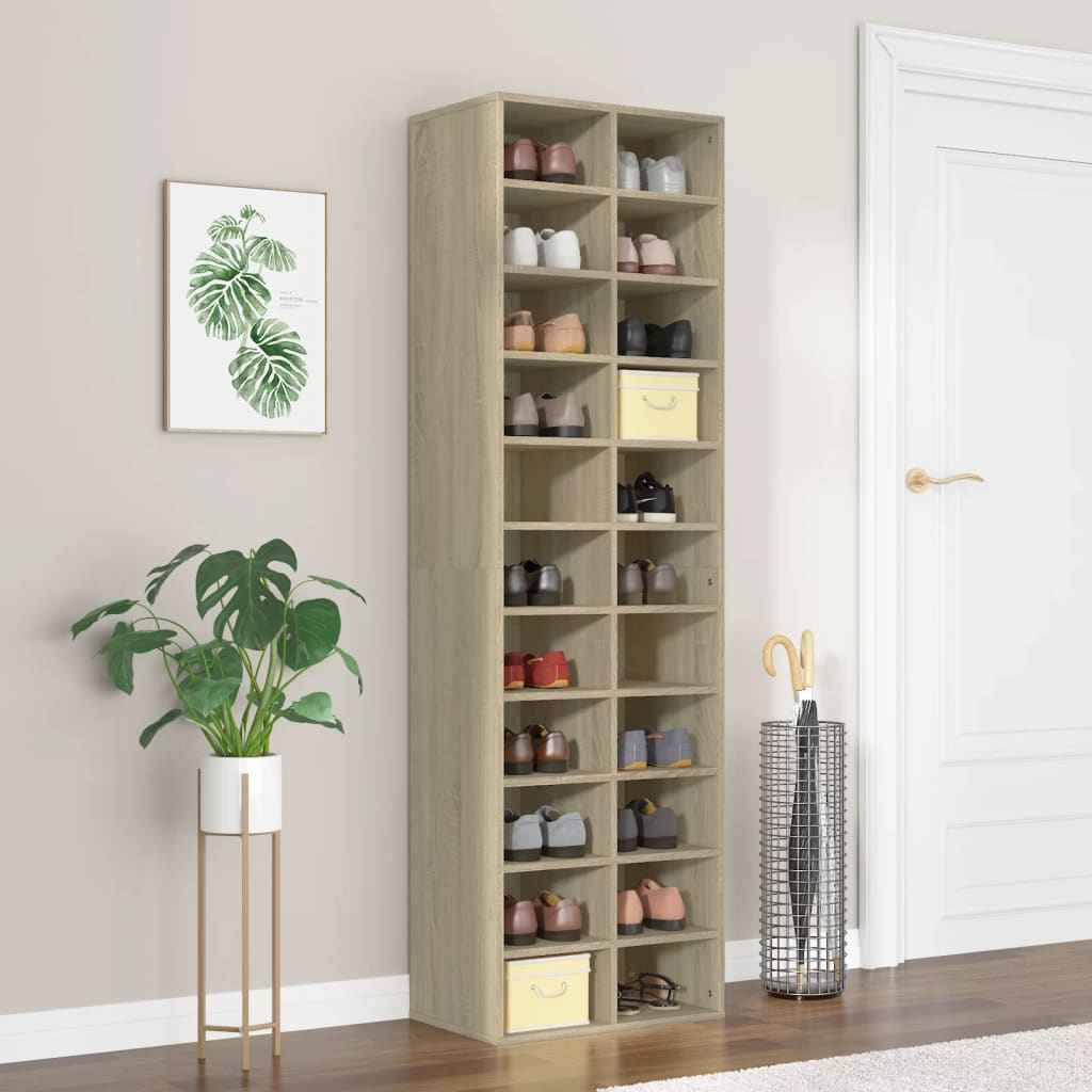 Modern Wooden Large Open Shoe Storage Cabinet Unit With 22 Compartments