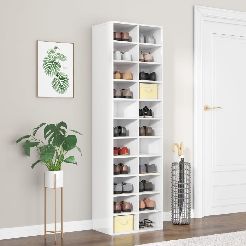 Modern Wooden Large Open Shoe Storage Cabinet Unit With 22 Compartments