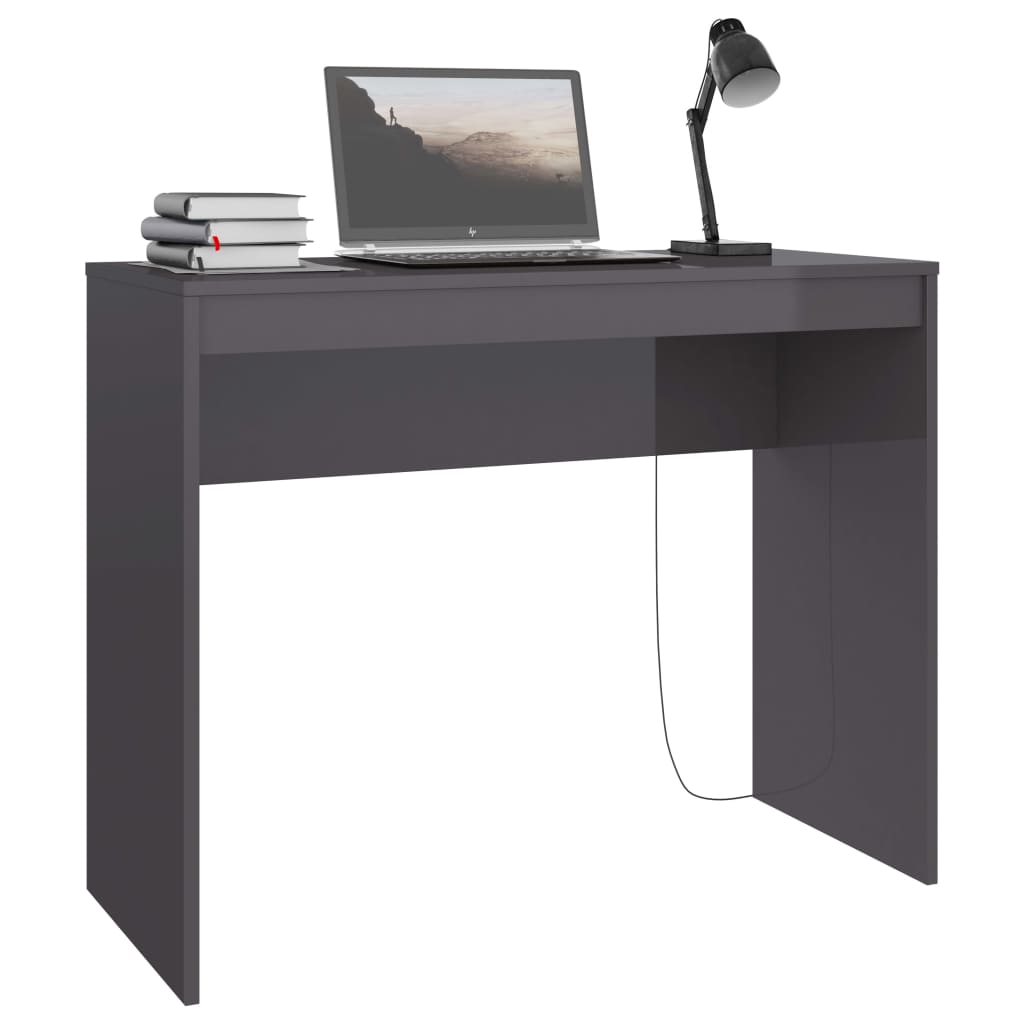 Desk High Gloss Grey 90x40x72 cm Engineered Wood