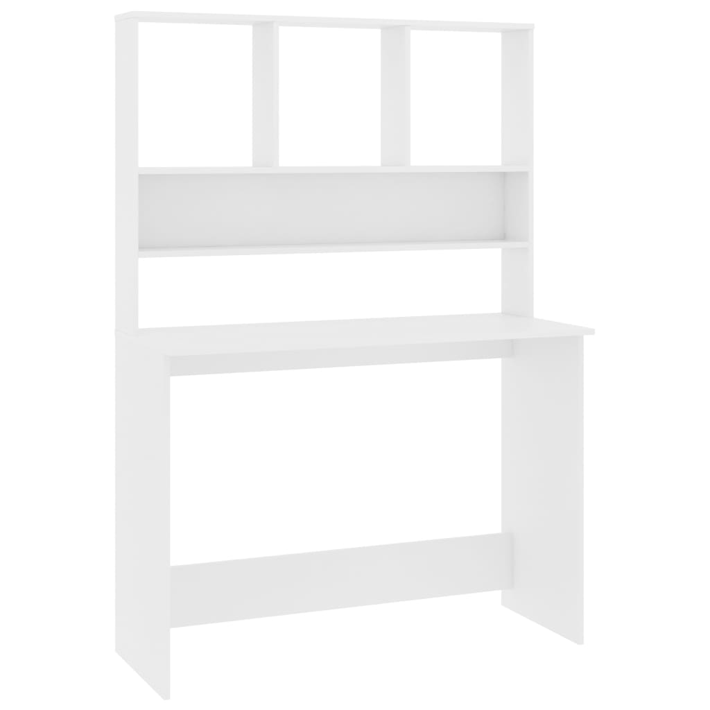 Desk with Shelf White 110x45x157 cm Engineered Wood