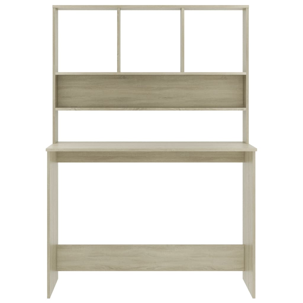 Desk with Shelf Sonoma Oak 110x45x157 cm Engineered Wood