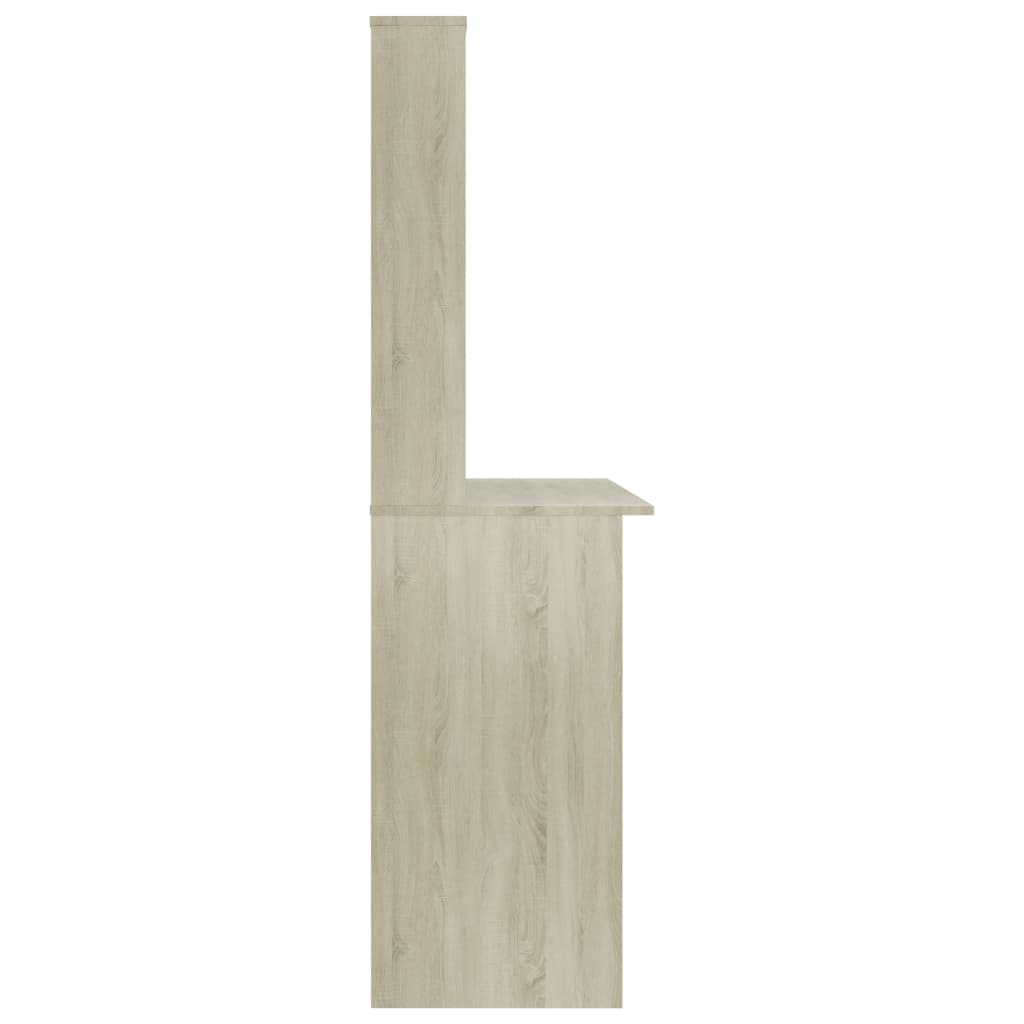 Desk with Shelf Sonoma Oak 110x45x157 cm Engineered Wood