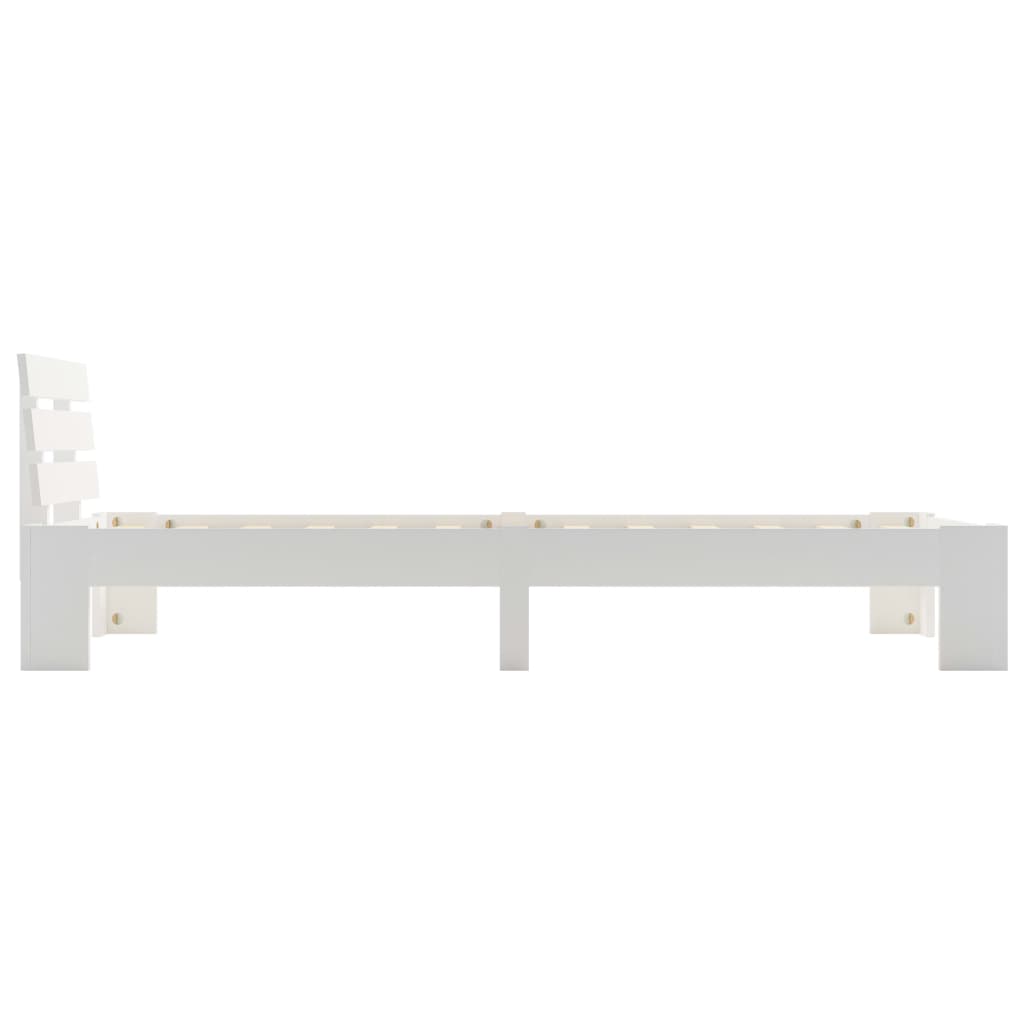 Bed Frame without Mattress White Solid Pine Wood 100x200 cm