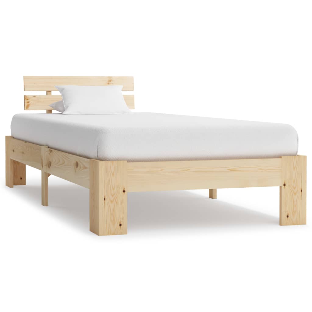 Bed Frame without Mattress Solid Pine Wood 90x200 cm