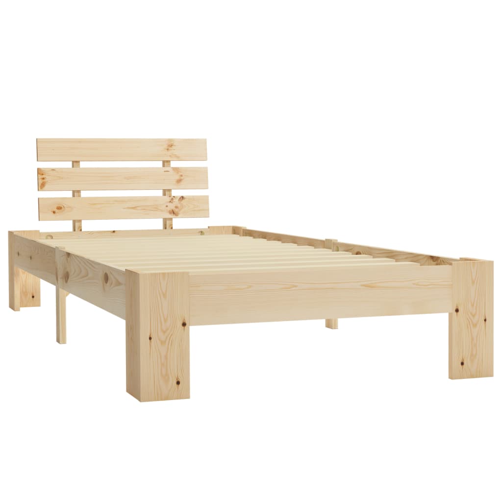Bed Frame without Mattress Solid Pine Wood 100x200 cm