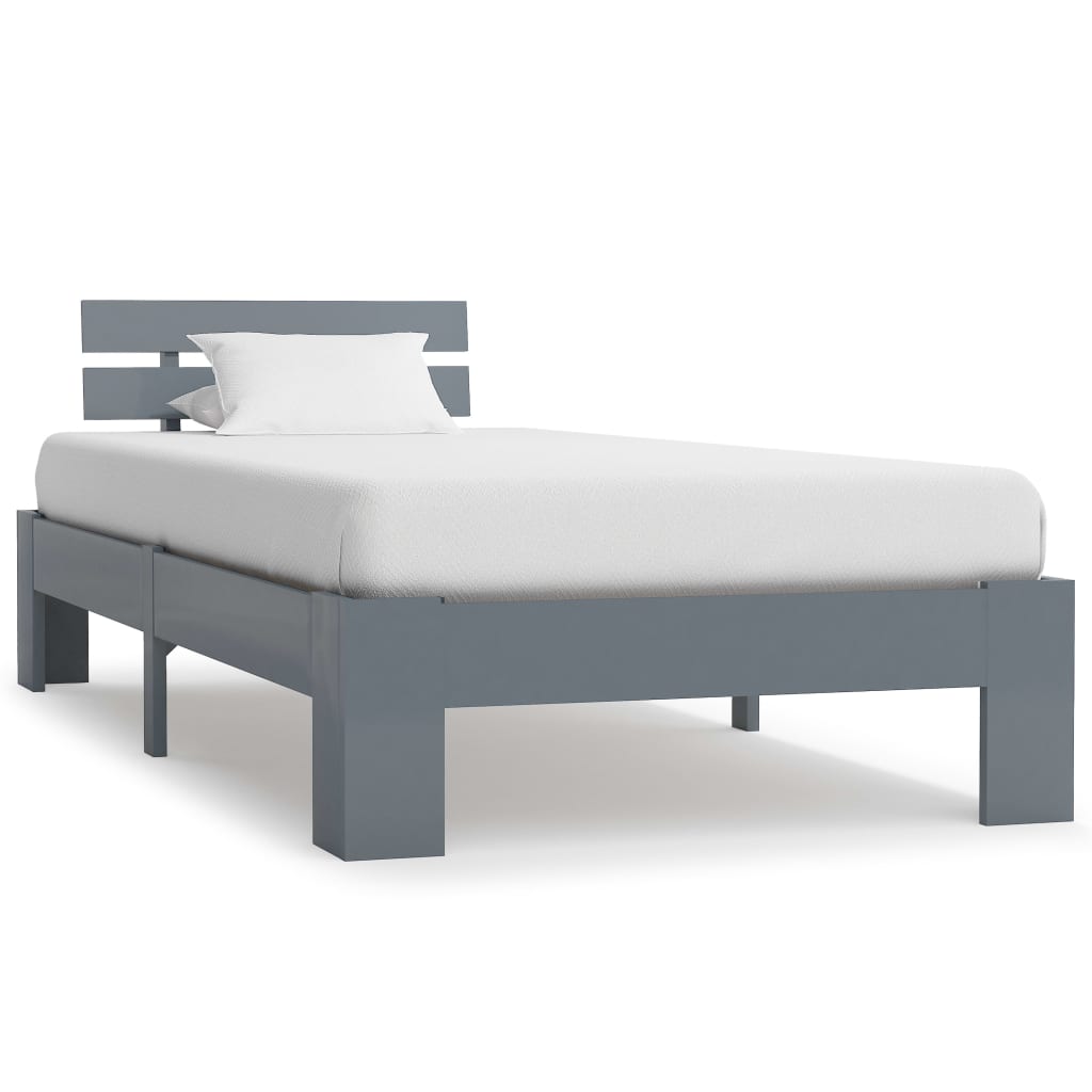 Bed Frame without Mattress Grey Solid Pine Wood 90x200 cm