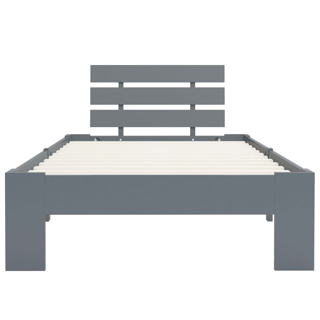 Bed Frame without Mattress Grey Solid Pine Wood 90x200 cm