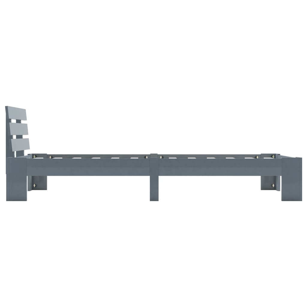 Bed Frame without Mattress Grey Solid Pine Wood 90x200 cm
