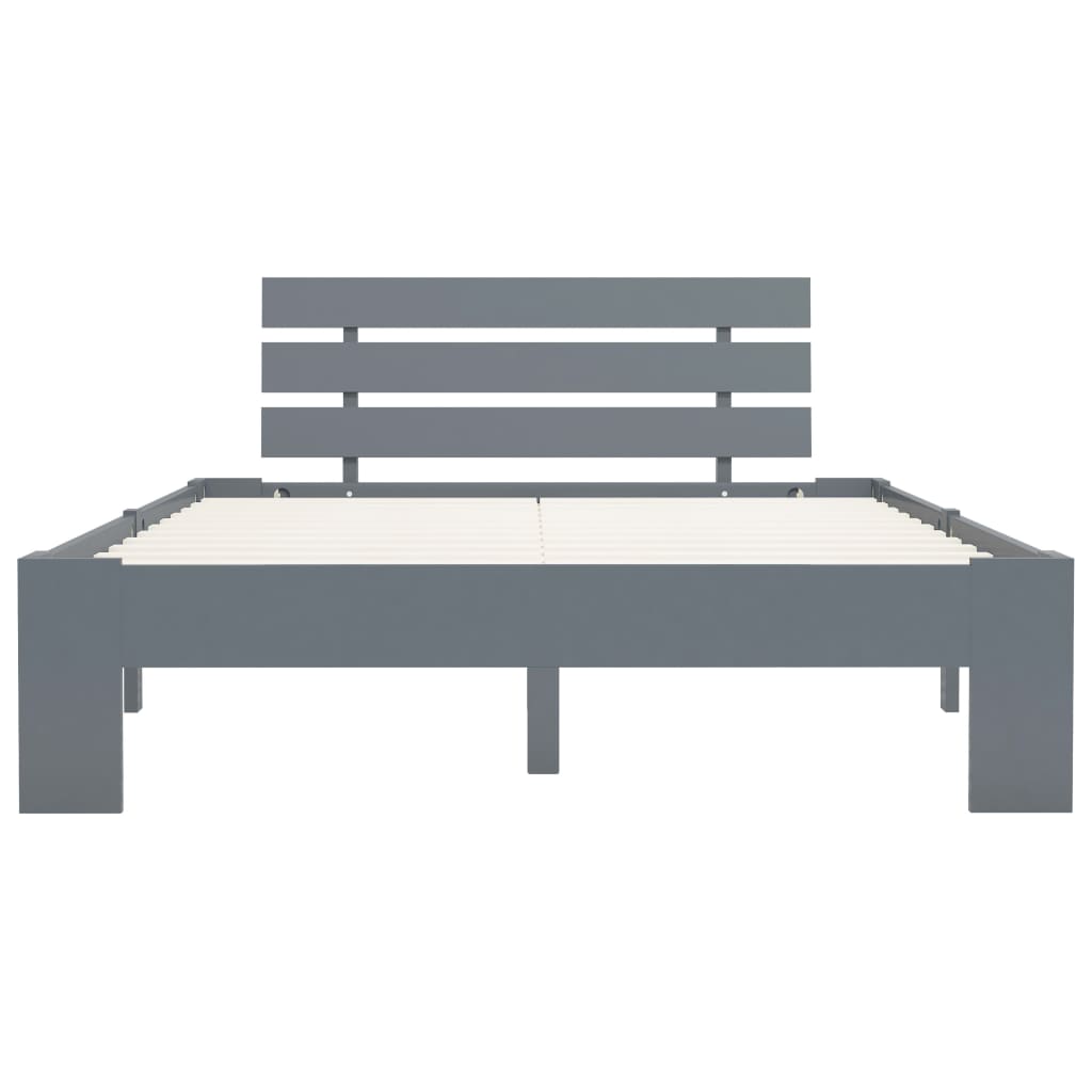 Bed Frame without Mattress Grey Solid Pine Wood 120x200 cm