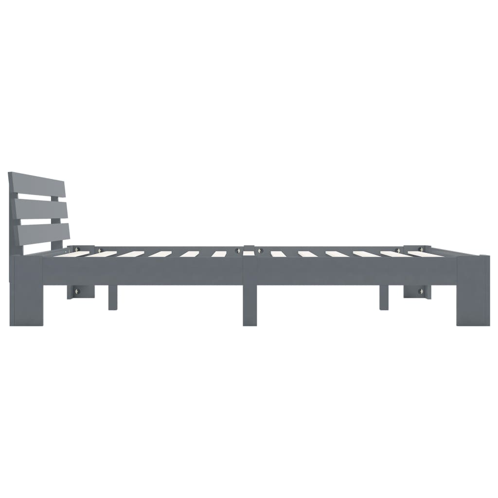 Bed Frame without Mattress Grey Solid Pine Wood 180x200 cm Super King