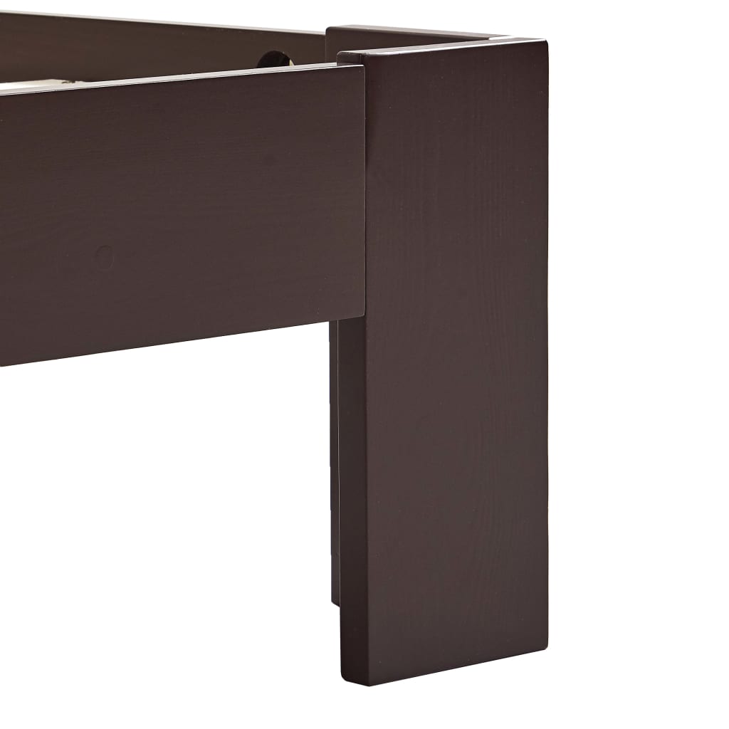 Bed Frame without Mattress Dark Brown Solid Pine Wood 160x200 cm