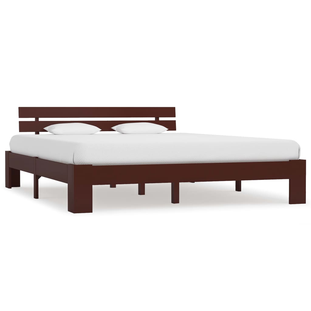 Bed Frame without Mattress Dark Brown 140x200cm Solid Wood Pine